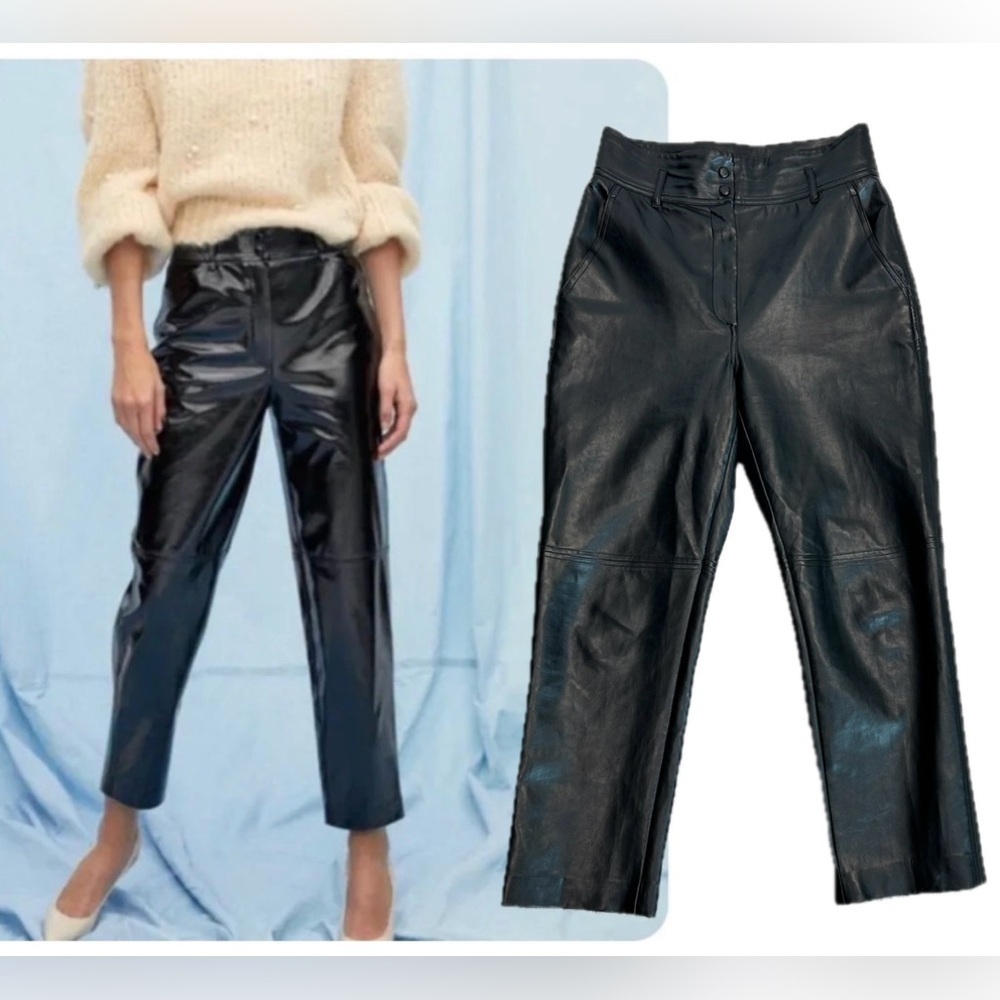 Aritzia Wilfred Le Fou Black Faux Leather Vegan Pants Sz 8
